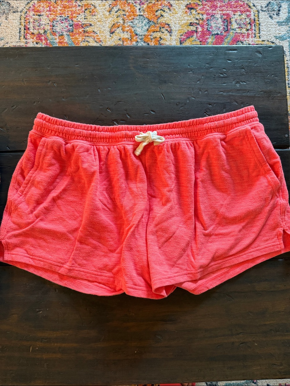 aerie Coral Pink Terry Lounge Shorts with Drawstring